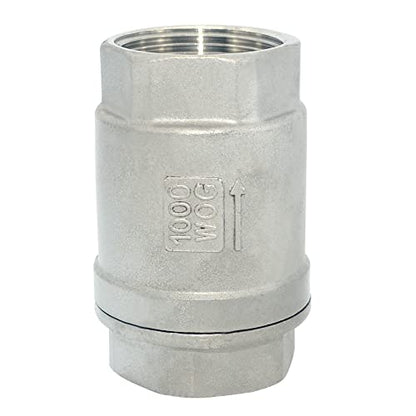 1-1/4" NPT Female WOG1000 Check Valve,Spring Loaded In-line Low Cracking Pressure,Stainless Steel SS316 CF8M - size: 1.25 Inch