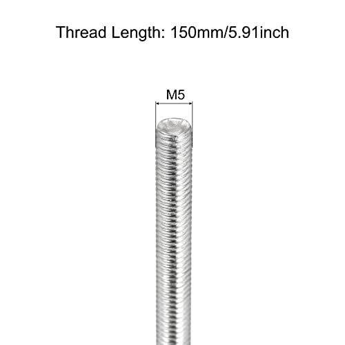 MECCANIXITY Fully Threaded Rod M5x150mm 0.8mm Thread Pitch Right Hand Rods - size: M5 x 150mm
