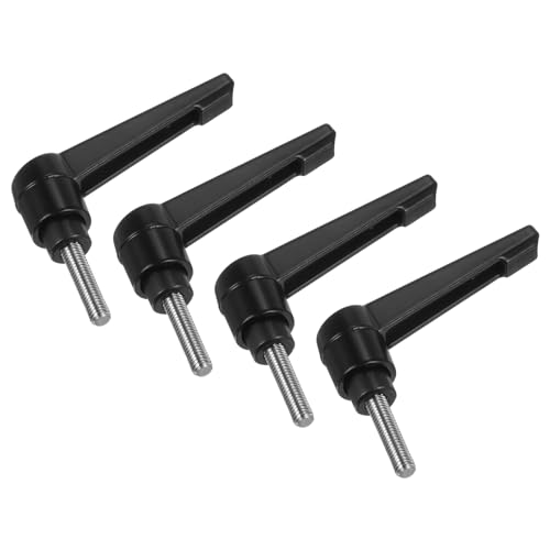 uxcell 4pcs Clamping Lever Handles, M5 x 20mm 304 Stainless Steel Threaded Male Stud, Adjustable Handles Locking Quick Release Ratchet Push Button Bolt Knobs, Black - size: M5 x 20mm