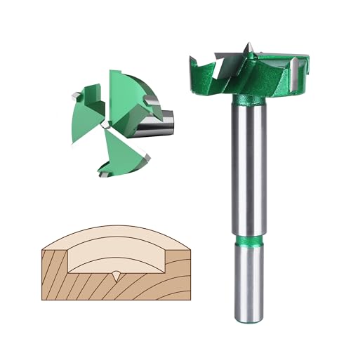 HUHAO 1-9/16" | 40mm Triple Flute Forstner Drill Bit, Tungsten Carbide Upgraded Drilling Hole Saw Woodworking Hinge Cutter Tool Kits for Wood,Plywood,Plastic,MDF - size: 40 mm