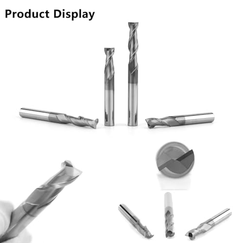 1/4" Tungsten Carbide Square End Mill 2 Flute Micro Grain Milling Bits Set,AlTiN Coating,for Milling Alloy Steels,Cast Iron,Carbon Steel(5PCS) - size: 1/4 in