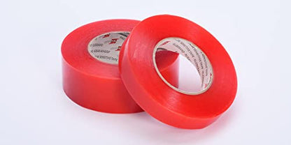 Double Sided Red Liner Tape, Kilr Red Thin High Bond Clear Acrylic Mounting Tape for Industrial, Sign, Automotive & Plastic Bonding, Strong Adhesive (0.23mm x 3/4" x 165 FT)