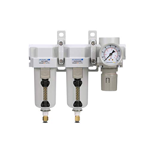 PneumaticPlus SAU430-N04DG-MEP 3-Stage Air Filter Dryer Regulator, 1/2" NPT - style: Metal Bowl - Auto Drain