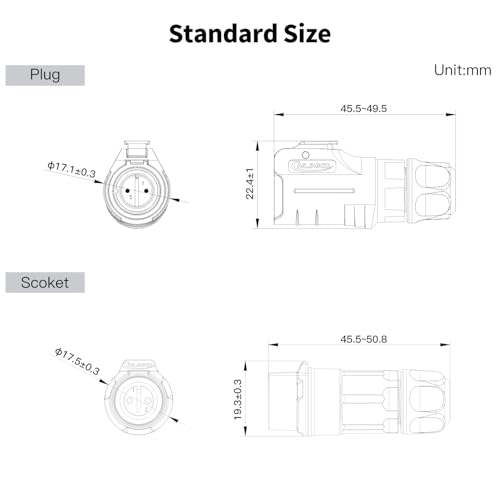 CNLINKO LP-12 2 Pin Connector IP68 Waterproof Circular Electrical Plug for Outdoor Equipment Solar Industrial Machinery DC 12V M12 2-8 Pin Male Plug and Female Plug (2-Pin) - size: 2-Pin, style: Metal-reinforced Kit