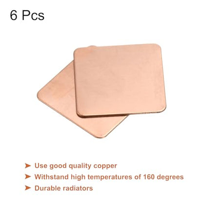 MECCANIXITY Heatsink Copper Pad Shim 20mm x 20mm x 0.5mm Thermal Conductive Heat Sink for Electronic Chip Cooling Pack of 6 - size: 20mm x 20mm x 0.5mm