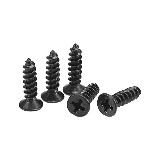 uxcell M4 x 16mm Wood Screws Phillips Flat Head Carbon Steel Self Tapping Screws Black 100pcs - size: M4 x 16mm