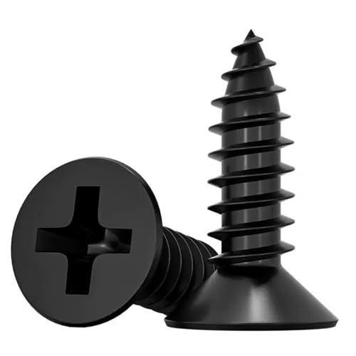 Black Screws,100 PCS #4X1/2 Stainless Steel Phillips Flat Head Screws - color: Black, size: #4x1/2"