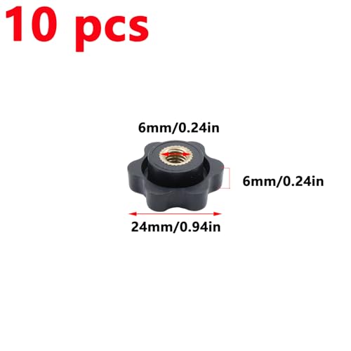 Antrader M6 Star Knob Clamping Handle Nut,Thru Hole Star Knobs,10Pcs - size: 25#M6