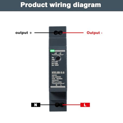 DIN Rail Power Supply, 15W 24VDC 0.63A Switching Power Supply with Overload Protection and Stable DC Output (HDR-15-24)
