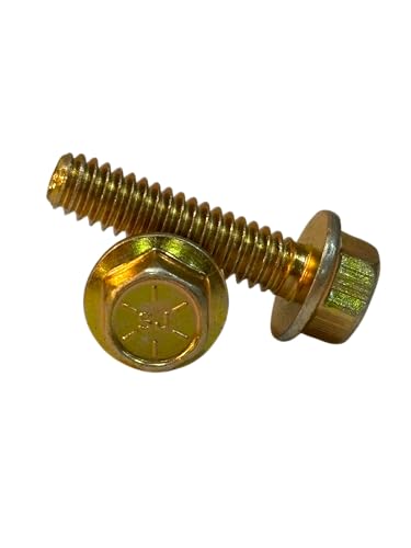 (100 Pieces) 1/4-20x1 Grade 8 Hex Flange Bolts Screws UNC Coarse Full Threads Zinc Yellow Trivalent