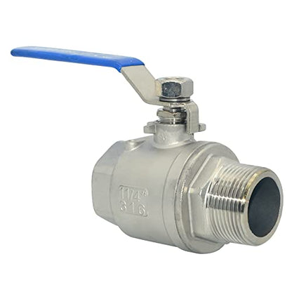 1Pcs 1-1/4 Inches Ball Valve - Full Port Heavy Duty Male NPT (MNPT) X Female NPT (FNPT) Thread with Long Handle Switch,Stainless Steel 304 for Water, Oil, and Gas,1000WOG - size: 1-1/4''