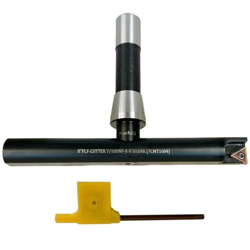 MachEl New Balanced Design 8″ Fly Cutter Indexable Type with R8 Shank (7/16 UNF Drawbar Thread) Single Insert Face Milling Cutter TCMT1604 Insert Included Torx Screw & Star Key Included - size: 8" Fly Cutter R8 Shank (7/16 UNF)