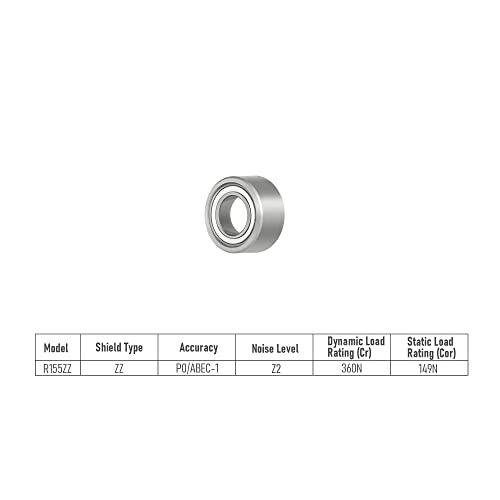 R155ZZ 10 PCS Miniature Deep Groove Ball Bearing ID 5/32"×OD 5/16"×Width 1/8" Double Metal Shielded Ball Bearing Chrome Steel P0 Z2 Bearing for Industrial Machine,Power Tools - size: R155ZZ Size 4.0×7.9×3.2mm