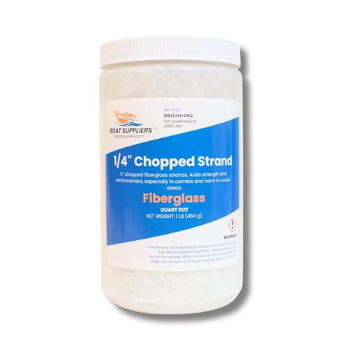 1/4" Chopped Strand Fiberglass — 1 LB Tub | Composite Filler/Reinforcement Fiber for Resin Layups, Boat Repair, Casting