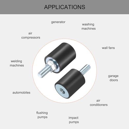 uxcell 8pcs M8x23mm Rubber Isolator Mounts with Studs 25x30mm - size: VD-D25*H30, M8*23