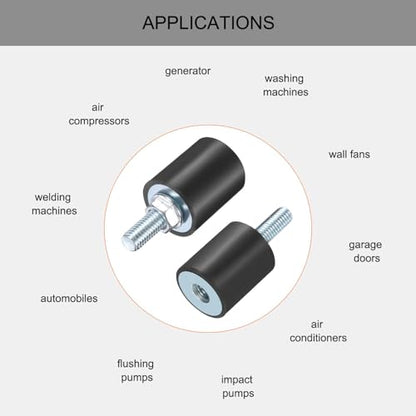 uxcell 8pcs M8x23mm Rubber Isolator Mounts with Studs 25x30mm - size: VD-D25*H30, M8*23