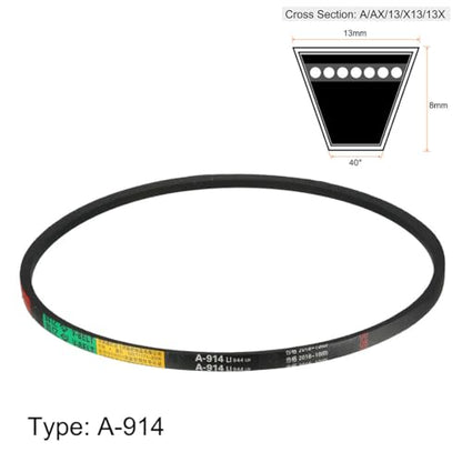 uxcell A914 V-Belts 914mm Inner Girth 13mm Top Width 8mm Thickness A-Section Rubber Drive Transmission Belt - size: 914mm