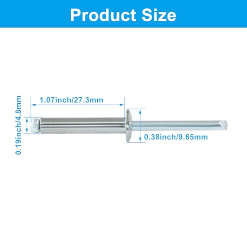 60Pcs Stainless Steel Blind Rivets, 3/16" x 1"