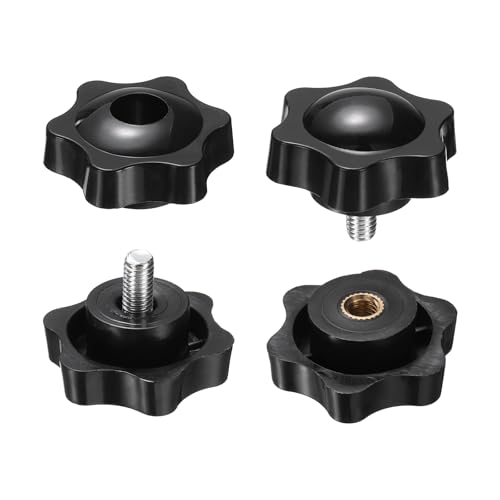 HARFINGTON Star Knobs M6 x 10mm Male + M6 Female Thread 38mm Head 2 Set - size: M6 x 10mm + M6 x 38mm