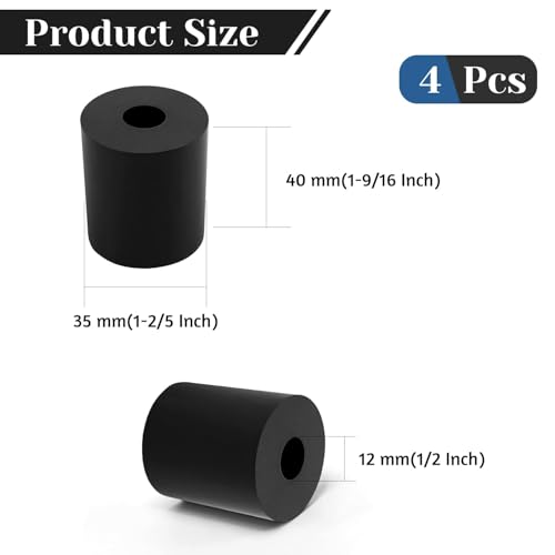 4 PCS Multi Purpose Rubber Spacer, 1-2/5" OD x 1/2" ID x 1-9/16" Thickness - size: 1-2/5" OD x 1/2" ID x 1-9/16" Thickness