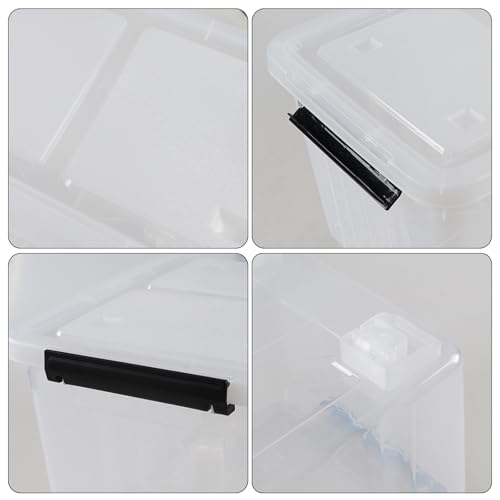 Zopnny 30 Qt Stackable Storage Bins with Lids, Clear Box and Wheels, 4-Pack - size: 30 Quart