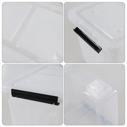 Zopnny 30 Qt Stackable Storage Bins with Lids, Clear Box and Wheels, 4-Pack - size: 30 Quart