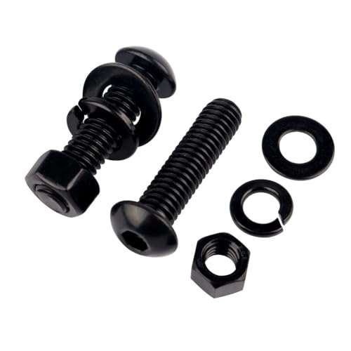 10 Sets 3/8-16 x 1 Button Head Socket Cap Bolts Screws, Hex Nuts, Flat & Lock Washers, 304 Stainless Steel 18-8 Fully Machine Thread, Black - color: Black, size: 3/8-16 x 1" (10 Sets)