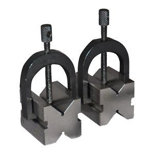 AI 1-5/8'' x 1-1/4'' x 1-1/4'' Precision V Blocks & Clamp Set Steel Gauge Machinist Tool