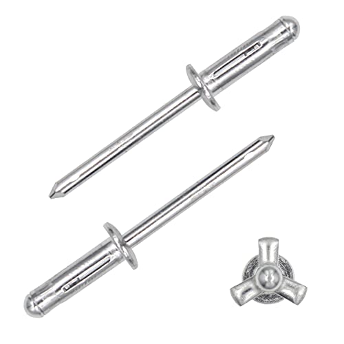 ALLCLEAN 3/16" x 5/8" Tri-Fold Rivets Assortment - 60Pcs,Silver Tri-fold Exploding Pop Rivets Solid Aluminum Tri Grip Rivets Bulb Style Rivets for Kayak Marine Boat - color: Silver, size: 3/16"x5/8"