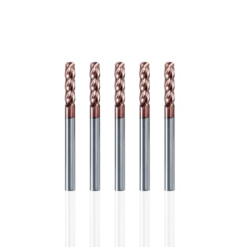 NZ 1/8" 4-Flute Ball Nose End Mill TiSiN Coated Carbide CNC Router Bits for Machining Stainless Steel, Alloy Steel and Titanium Alloy, 5-Pack - size: 1/8 inch