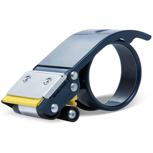 MDJ by Excell Heavy-Duty Metal 2 Inch Packaging Tape Dispenser with Safety Blade Cover, Anti-Backflow Design, for Commercial Packaging, Shipping, Moving, Carton and Box Sealing