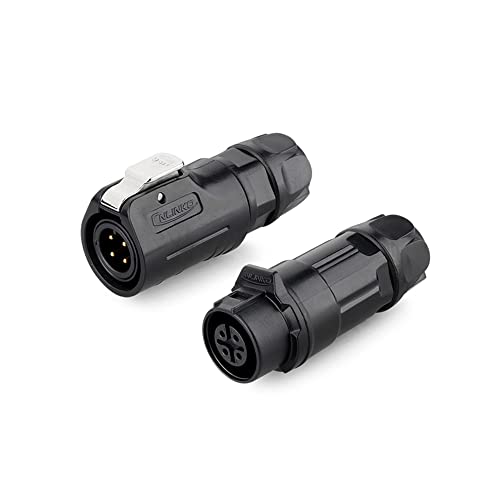 CNLINKO LP-12 IP68 Industrial Waterproof Connector Quick Plug Circular Connector PBT Plastic Shell Aviation Connector M12 2-8 Pin Male Plug and Female Plug (4 Pin) - size: 4-Pin, style: Polymer Housing Kit