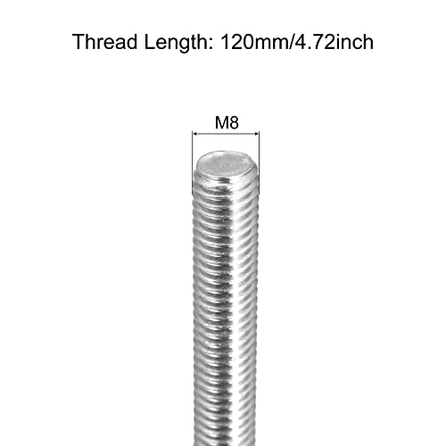 MECCANIXITY Fully Threaded Rod M8x120mm 1.25mm Thread Pitch Right Hand Rods - size: M8 x 120mm