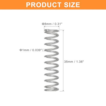 uxcell 5Pcs Compression Spring, Wire Diameter 0.039", OD 0.31", Free Length 1.38" 304 Stainless Steel Coil Mechanical Compressed Spring, Silver - size: 0.039" x 0.31" x 1.38"