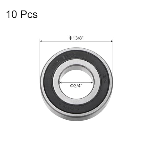 uxcell R12-2RS Deep Groove Ball Bearing, 10pcs 3/4" x 1-5/8'' x 7/16" Chrome Steel Z2 Double Rubber Sealed Bearing - size: 3/4" x 1-5/8'' x 7/16"
