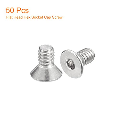 uxcell #8-32x5/16 Flat Countersunk Head Socket Cap Screws, 50Pcs 304 Stainless Steel Hex Socket Flat Head Screws, Full Thread, Countersunk Bolts - size: #8-32x5/16"