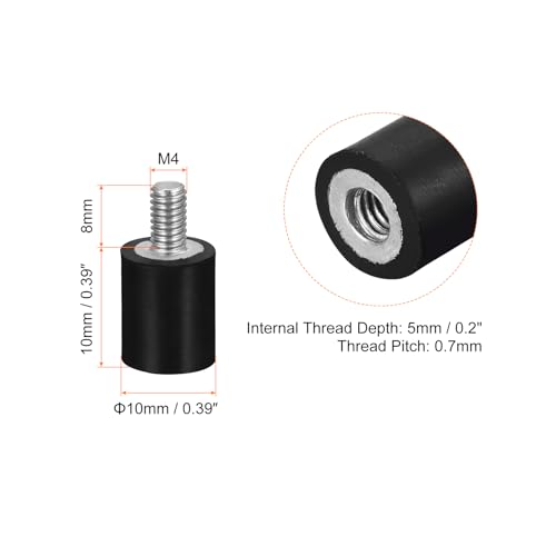 uxcell Rubber Mounts 6pcs M4 Male/Female Vibration Isolator Shock Absorber, for Garage Motor Air Compressor Car Boat Bobbins, D10mmxH10mm - size: M4x10mmx10mm