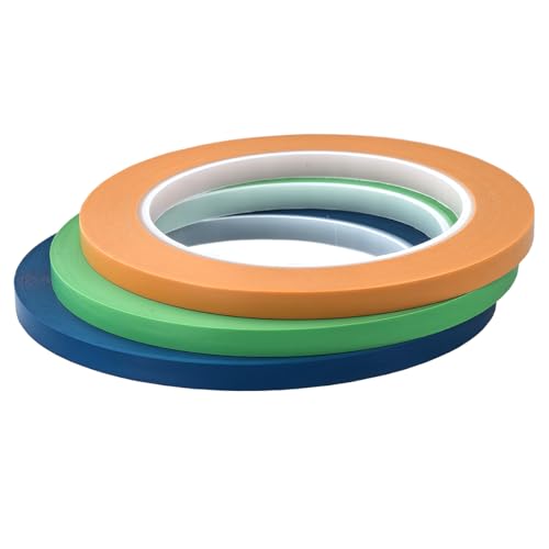 JINBING 3 Rolls Fine Line Tape High-Temp Vinyl Fineline Masking Tape Painters Tape 3-Colors (1/4 inch) - size: 1/4 inch x 36yard 3pcs
