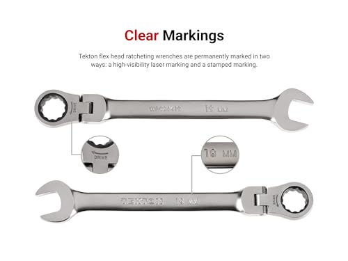 TEKTON Flex Head Ratcheting Combination Wrench Set, 25-Piece | WRC95004 - size: 25-Piece (1/4-3/4 in.), style: No Storage