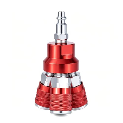 3-Way Air Splitter Air Manifold 3 Way Industrial Air Connect Fitting 3 Couplers Compressor Splitter Accessories（Red） - color: Red