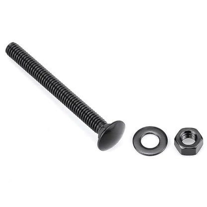 16 Sets 5/16-18 x 3" Black Carriage Bolts Screws and Hex Nuts & Flat Washers, 304 Stainless Steel 18-8, Round Head Square Neck, Full Thread Coverage - size: 5/16-18 x 3"