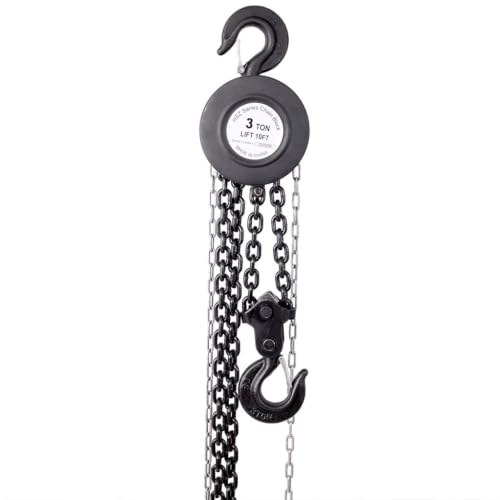2 Ton Manual Chain Hoist, 4400 lb Hand Chain Hoist, Heavy Duty Chain Block Hoist with Mechanical Load Brake & Forged Hooks Alloy Steel Chain for Garage, Warehouse & Construction,Black - color: Black