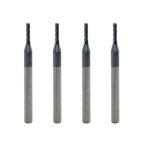 1/16" Carbide Square End Mill, 4 Flute, AlTiN Coating, 4 Pcs - size: 1/16" (4 Pcs), style: For Alloy Steels