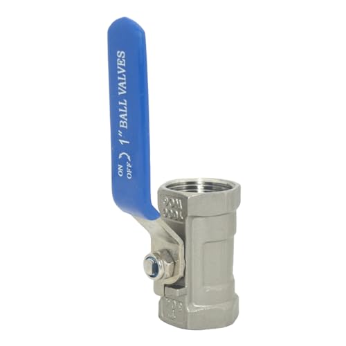 VARMHUS 1" Stainless Steel 304 Ball Valve 1Pc Type NPT Female Threaded with Heavy Duty Blue Vinyl Insulation Handle,CF8M Ristricted Flow,1000 WOG (1") - size: 1 Piece 1 inch