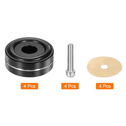 MECCANIXITY 4 Pcs Subwoofer Isolation Pad, 40x15mm Speaker Isolation Pad Feet Speaker Spikes Turntable Audio Studio Monitor Isolation Pad for Audio Equipment, M4 Screws Black