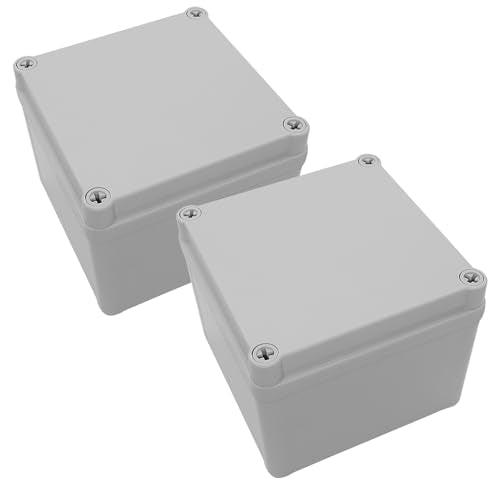 LeMotech Junction Box IP67 Waterproof Dustproof ABS Plastic Project Box for Electrical Outdoor Enclosure Gray 4.9 x 4.9 x 3.9 inch (125 x 125 x 100 mm),2 Pack - size: 4.9" x 4.9" x 3.9" (2pc)