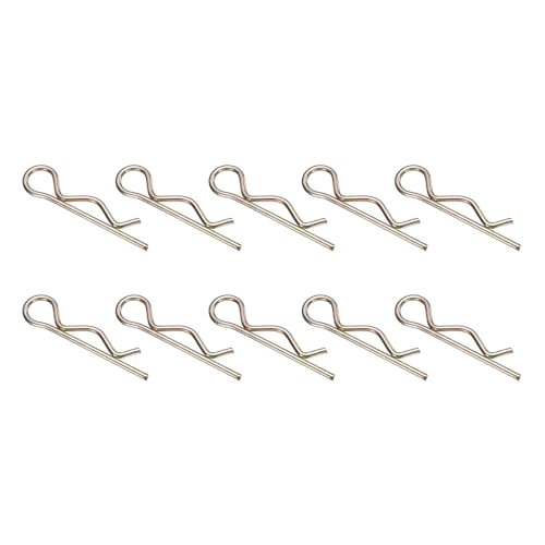 uxcell 10Pcs Hitch Pin Clip, 6x145mm Zinc-Plated Spring Steel Retaining R Clip Retaining Wire Hair Pins Cotter Pin Assortment Kit Clips for Trailer Tractors Mower Carts Truck, Gold - size: 6x145mm