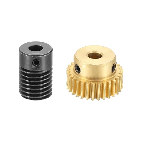 uxcell Worm Gear Set 30T 0.5 Module 1:30 Reduction Rate, Right Rotation Drive Gear Box Wheel Reduce Transmission Part (Brass Gear-4mm Bore, 1045 Steel Rod 5mm Bore) - size: Gear-4mm, Rod-5mm Bore, style: 0.5M-30T