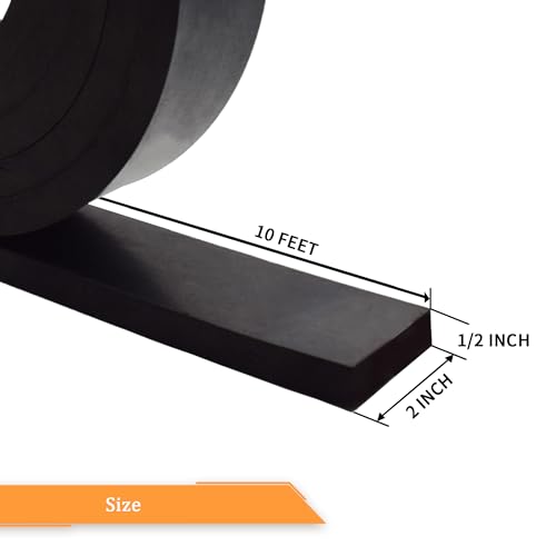 Neoprene Rubber Strips 1/2(.500)" Thick X 2" Wide X 10' Long, Solid Rubber Rolls Use for Gaskets DIY Material, Supports, Leveling, Sealing, Bumpers, Protection, Abrasion, Flooring - size: 2" x 10', style: .500" thick(No Adhesive）