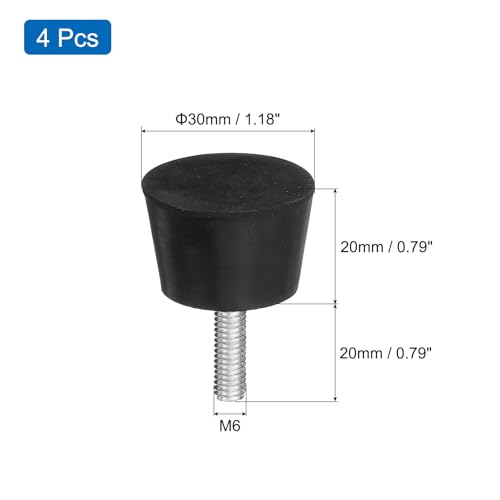 uxcell 4Pcs Thread Adjustable Levelling Feet, 1.18" x 0.79" Rubber Furniture Feet with M6 x 20mm Studs for Table Chair Feet Floor Protector, Black - size: 1.18" x 0.79", M6 x 20mm